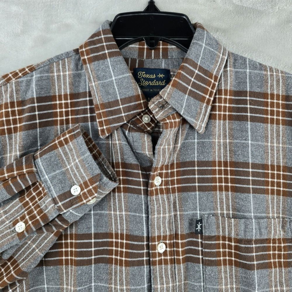 Texas Standard "Dawson" Long Sleeve Flannel Mens Medium Gray Brown Plaid